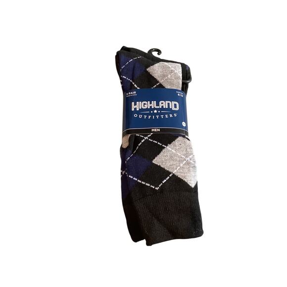 6 PAIR HIGHLAND OUTFITTERS MENS SOCKS SIZE 6-12 Black and Blue Assortment - Picture 2 of 6